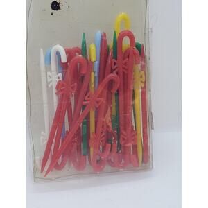Plastic Cocktail Picks Appetizer Toothpicks Candy Cane Lot Christmas Party Drink